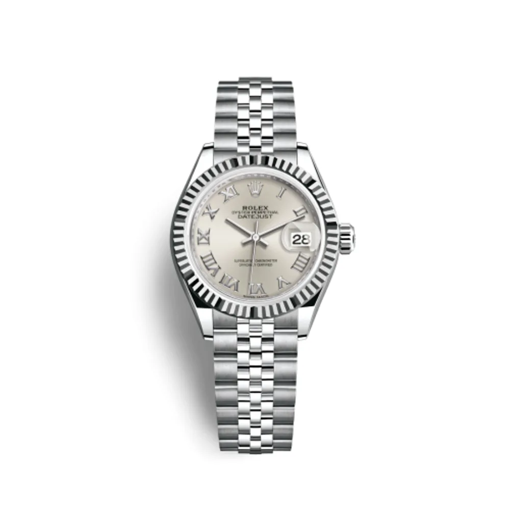 Rolex Lady-Datejust 28 Stainless Steel Fluted / Silver - Roman / Jubilee