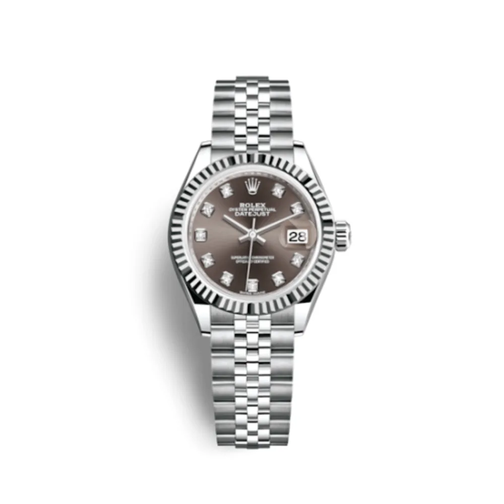 Rolex Lady-Datejust 28 Stainless Steel Fluted / Grey - Diamond / Jubilee