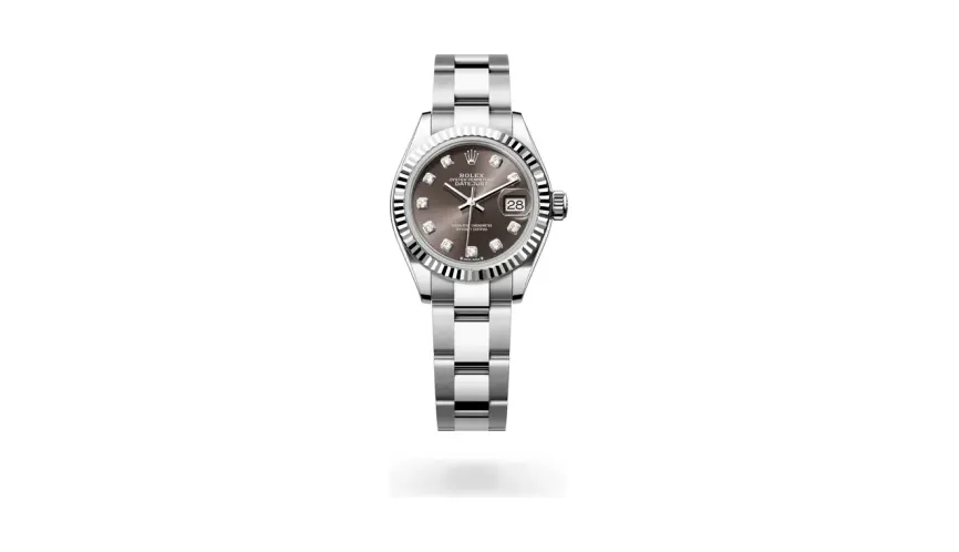 Rolex Lady-Datejust Oyster, 28 mm, Oystersteel and white gold, White Rolesor, Dark grey dial