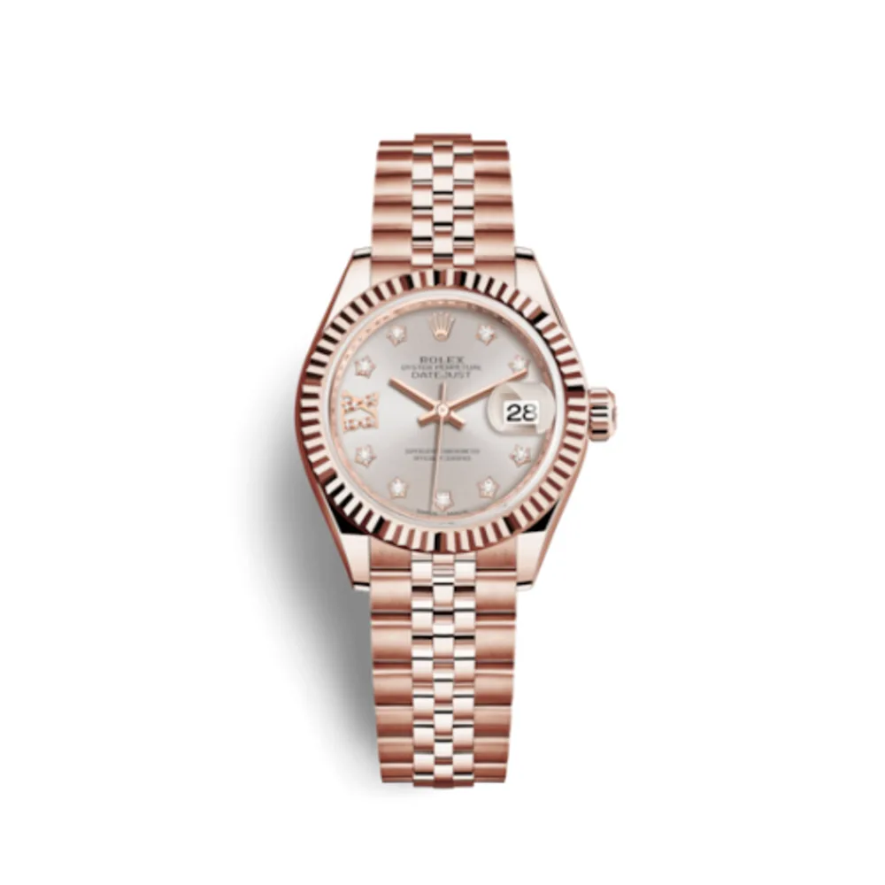 Rolex Lady-Datejust 28 Everose Fluted / Jubilee / Sundust Diamond