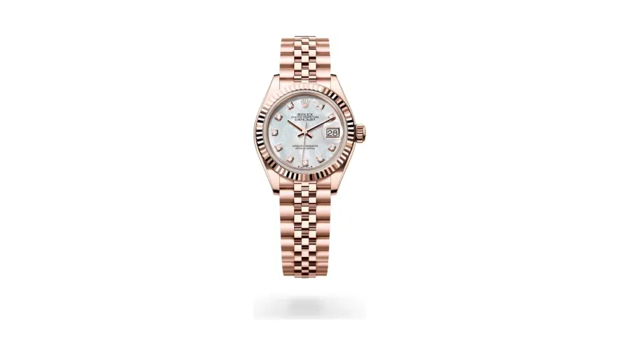 Rolex Lady-Datejust Oyster, 28 mm, Everose gold, 18 kt Everose gold, White mother-of-pearl dial