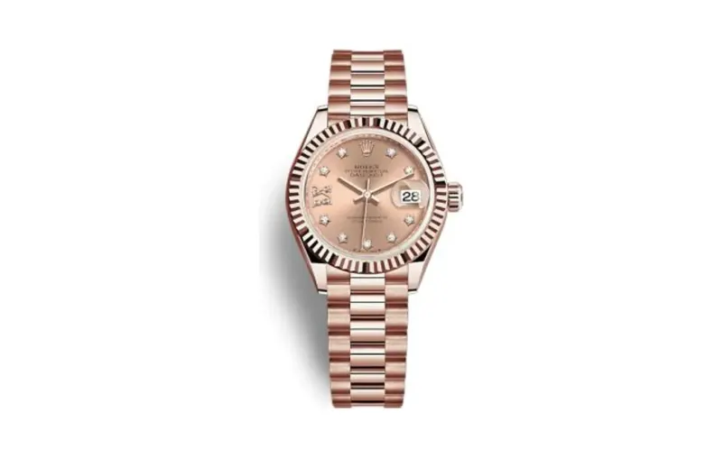 Rolex Lady-Datejust 28 Rose Gold / Fluted / Rose - Diamond / President