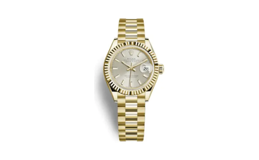 Rolex Lady-Datejust 28 Yellow Gold Fluted / President / Silver