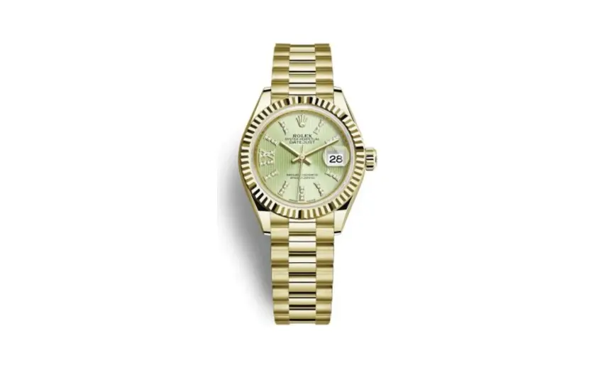 Rolex Lady-Datejust 28 Yellow Gold Fluted / President / Champagne Diamond