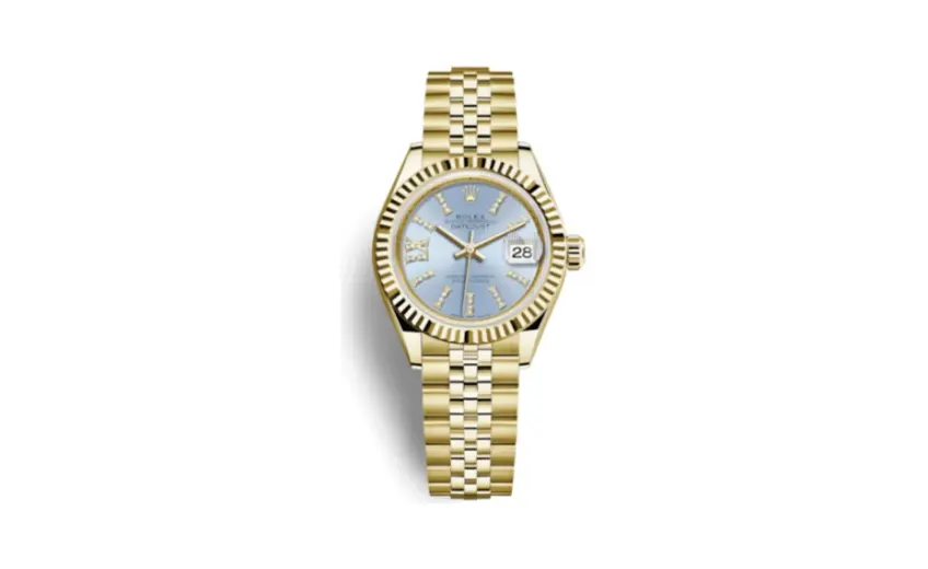 Rolex Lady-Datejust 28 Yellow Gold Fluted / Jubilee / Cornflower Diamond