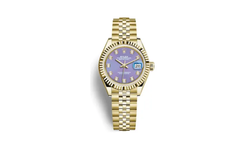 Rolex Lady-Datejust 28 Yellow Gold Fluted / Jubilee / Lavender Diamond