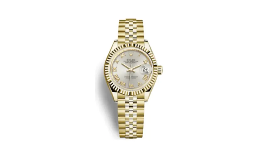 Rolex Lady-Datejust 28 Yellow Gold Fluted / Jubilee / Silver Roman