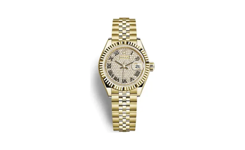 Rolex Lady-Datejust 28 Yellow Gold Fluted / Jubilee / Paved Roman