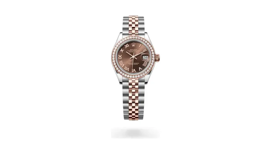 Rolex Lady-Datejust Oyster, 28 mm, Oystersteel, Everose gold and diamonds, Everose Rolesor, Chocolate dial