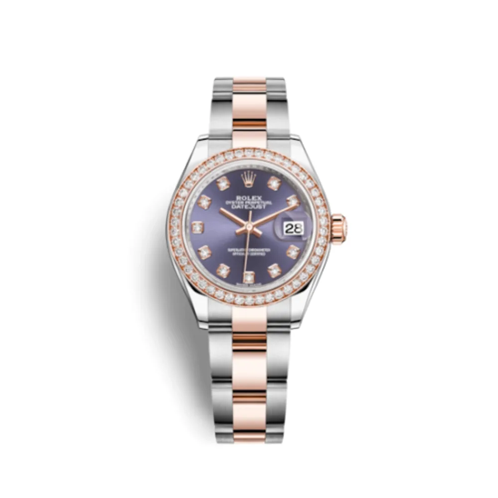 Rolex Lady-Datejust 28 Rolesor Rose Diamond / Jubilee / Aubergine Diamond