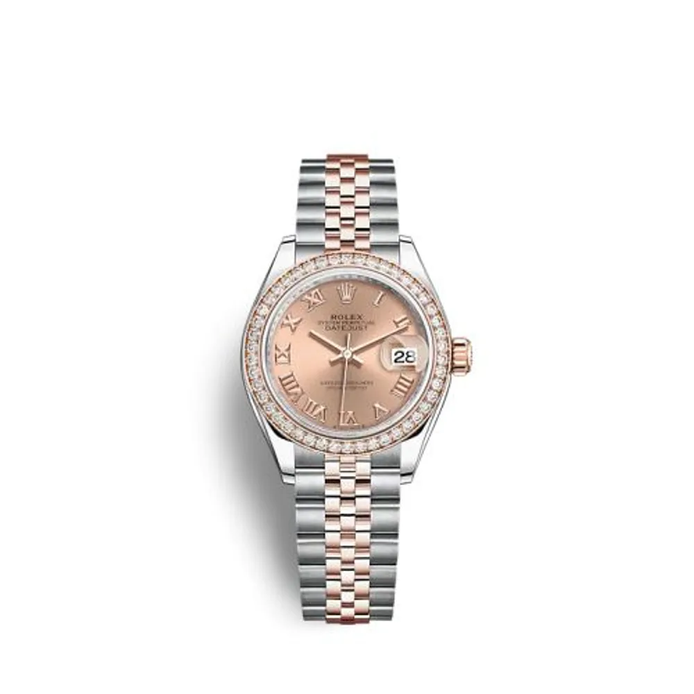Rolex Lady-Datejust 28 Stainless Steel / Rose Gold / Diamond / Rose - Roman / Jubilee