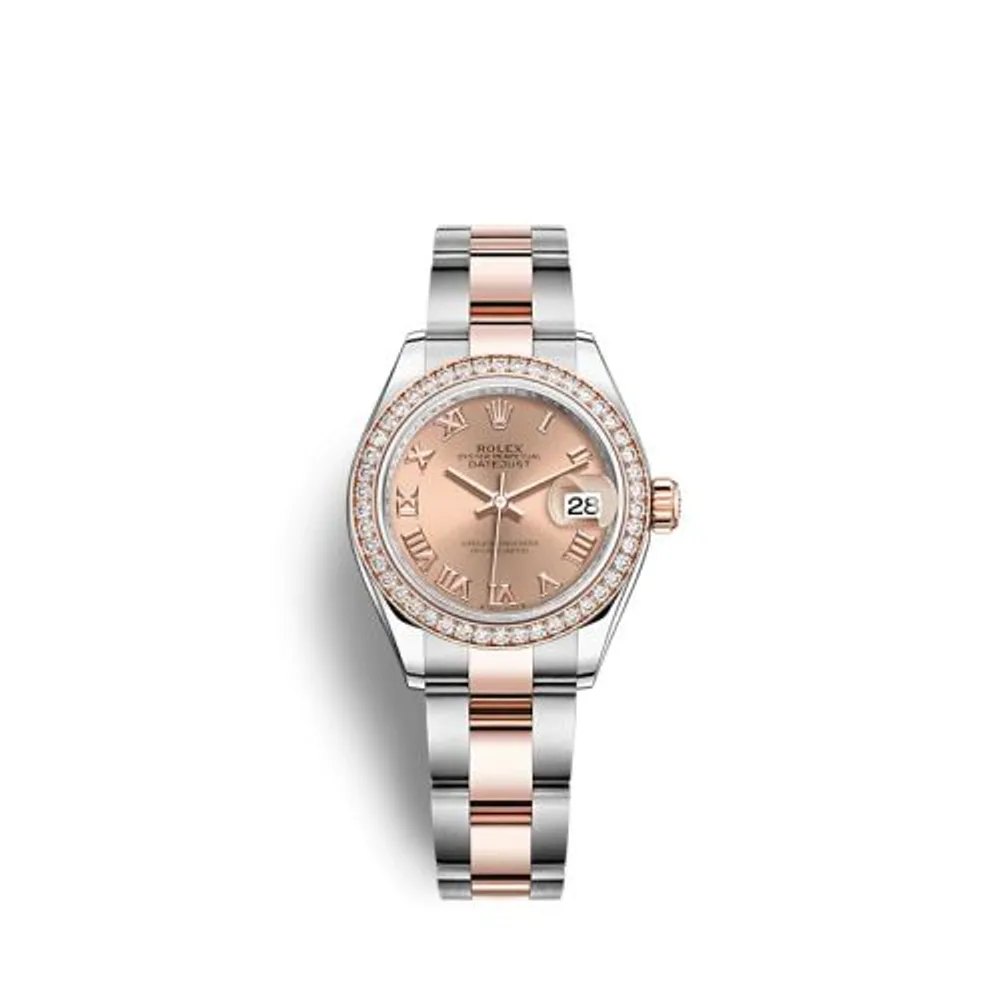 Rolex Lady-Datejust 28 Stainless Steel / Rose Gold / Diamond / Rose - Roman / Oyster