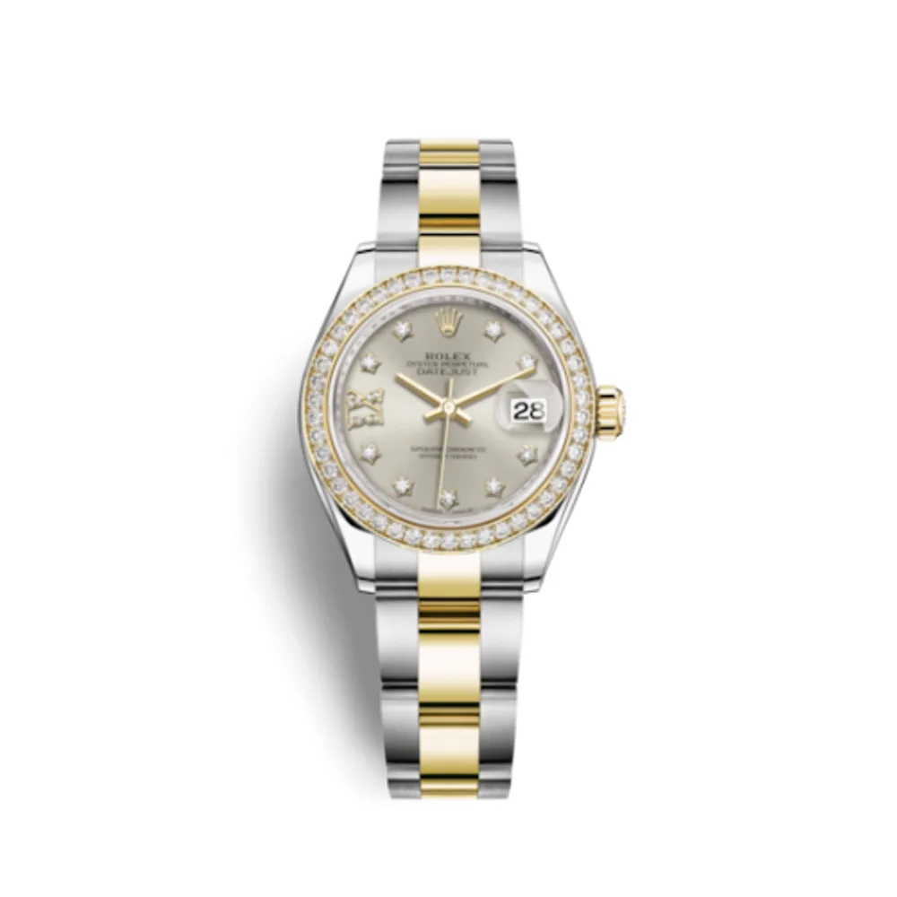 Rolex Lady-Datejust 28 Rolesor Yellow Diamond / Oyster / Silver Diamond