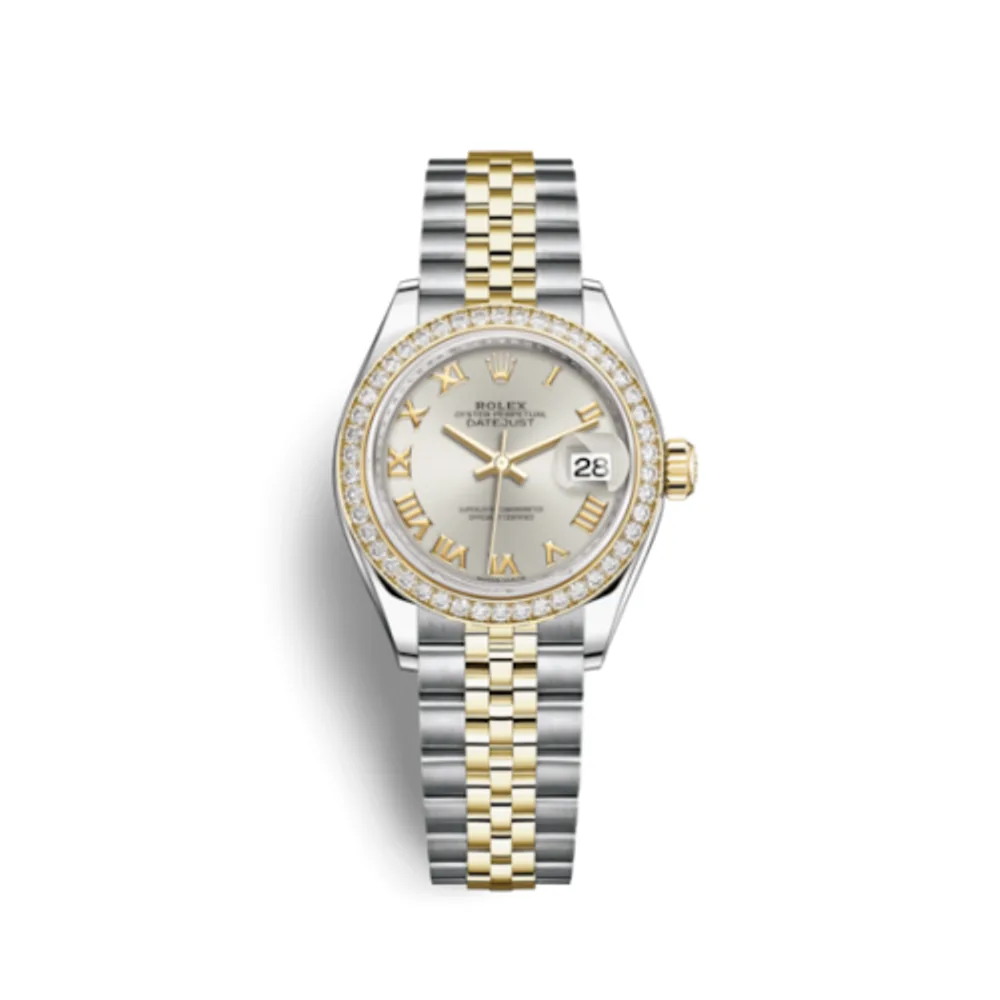 Rolex Lady-Datejust 28 Rolesor Yellow Diamond / Jubilee / Silver Roman