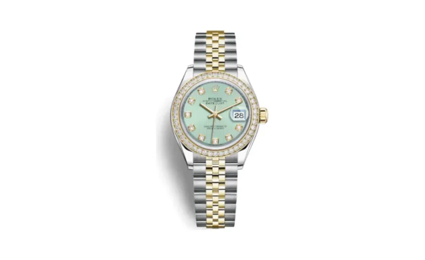 Rolex Lady-Datejust 28 Rolesor Yellow Diamond / Jubilee / Mint Green Diamond