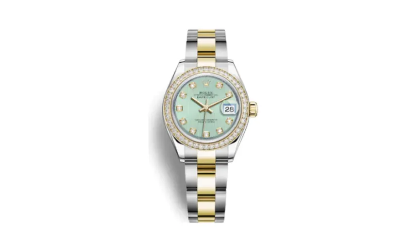 Rolex Lady-Datejust 28 Rolesor Yellow Diamond / Oyster / Mint Green Diamond