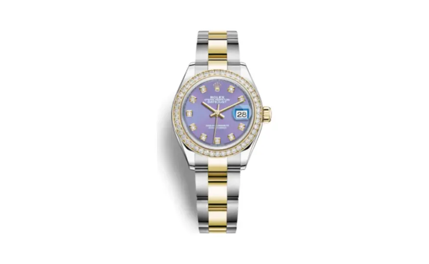 Rolex Lady-Datejust 28 Rolesor Yellow Diamond / Oyster / Lavender Diamond