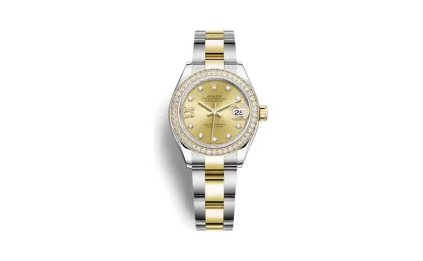 Rolex Lady-Datejust 28 Rolesor Yellow Diamond / Oyster / Champagne Diamond
