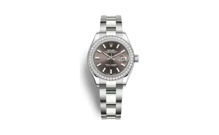 Rolex Lady-Datejust 28 Stainless Steel / Diamond / Grey / Oyster