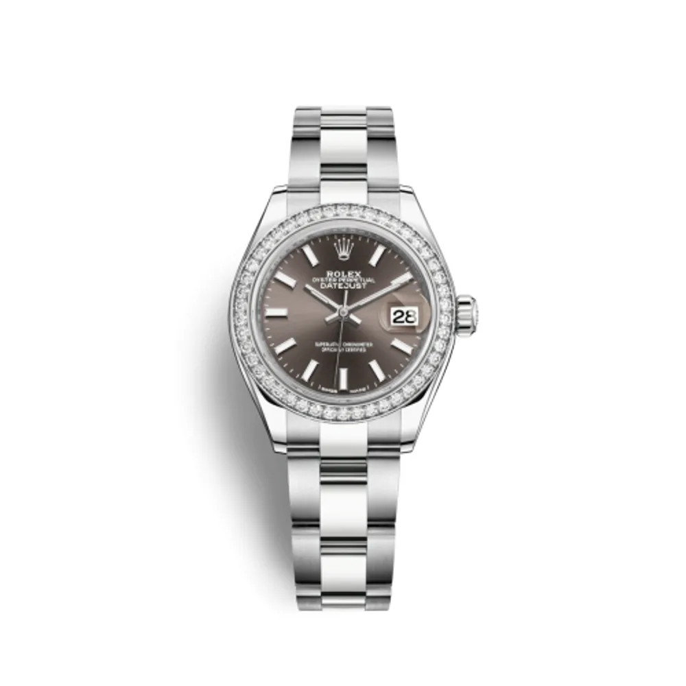 Rolex Lady-Datejust 28 Stainless Steel / Diamond / Grey / Oyster
