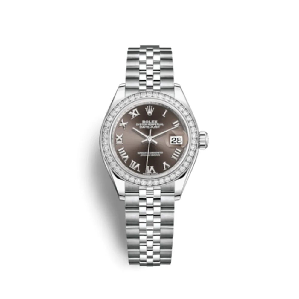 Rolex Lady-Datejust 28 Stainless Steel / Diamond / Grey - Roman / Jubilee