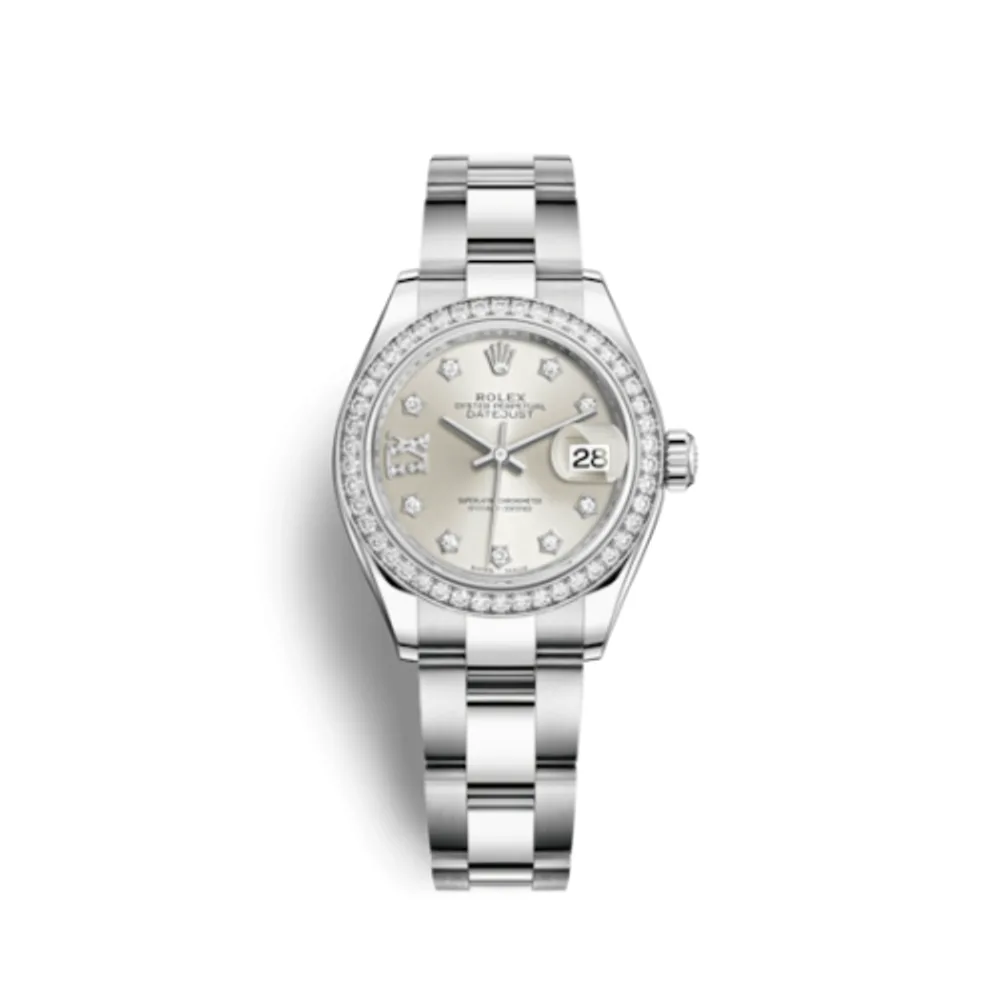 Rolex Lady-Datejust 28 Stainless Steel / Diamond / Silver - Diamond / Oyster