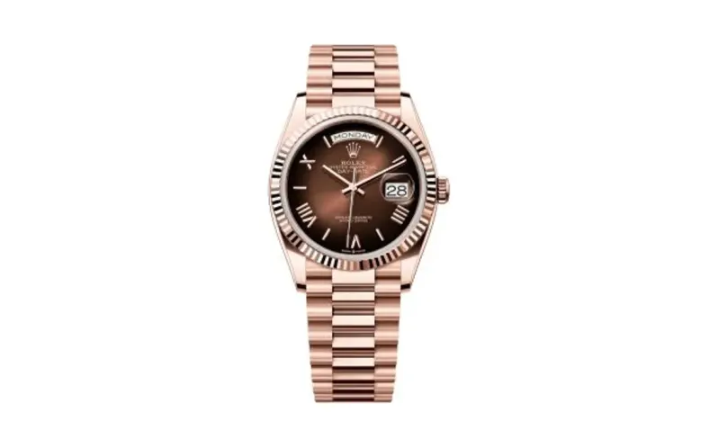 Rolex Day-Date 36 Everose Gold - Fluted / Brown Ombré - Roman / President