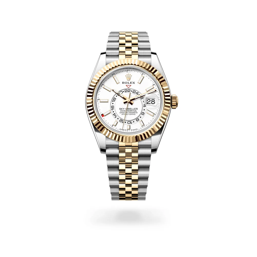 Rolex Oyster Perpetual Sky-Dweller, 42 mm, Oystersteel and yellow gold, Yellow Rolesor, Intense white dial