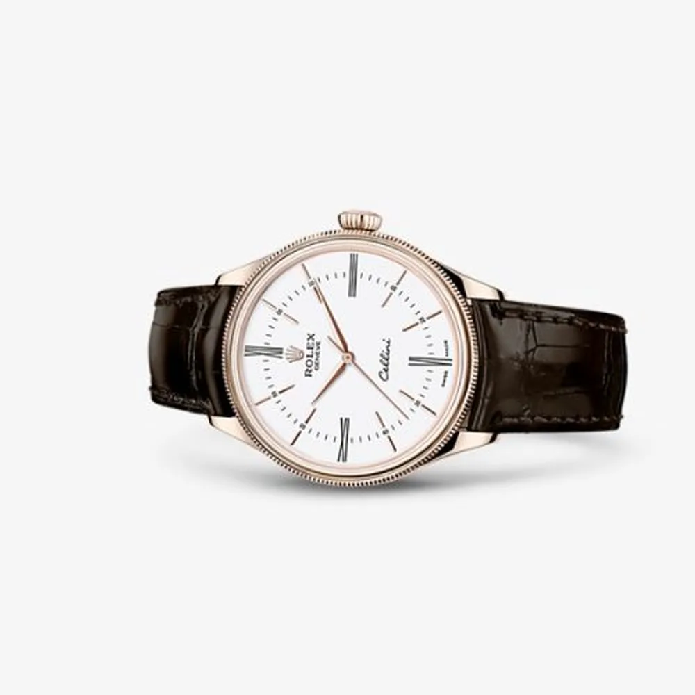 Rolex Cellini Time Everose / White / Alligator Brown