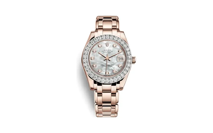 Rolex Datejust Pearlmaster 34 Everose Diamond Mother of Pearl Diamonds