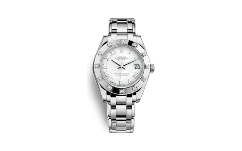 Rolex Datejust Pearlmaster 34 White Gold 12 Diamond White Roman