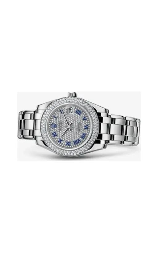 Rolex Datejust Pearlmaster 34 White Gold Diamond / Paved Roman