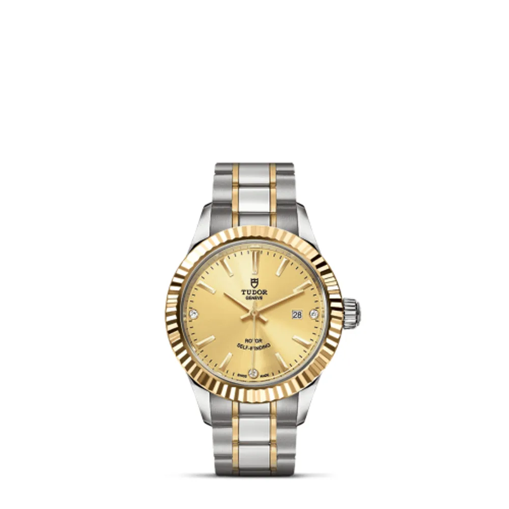 Tudor Style 28 Stainless Steel / Yellow Gold / Fluted / Champagne-Diamond / Bracelet