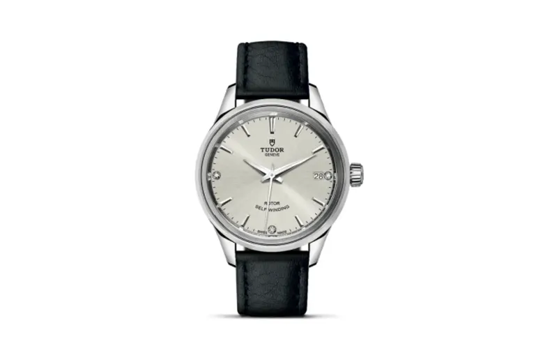 Tudor Style 34 Stainless Steel / Silver-Diamond / Strap