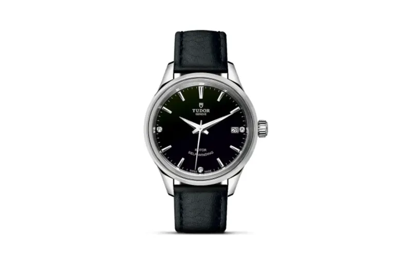 Tudor Style 34 Stainless Steel / Black-Diamond / Strap