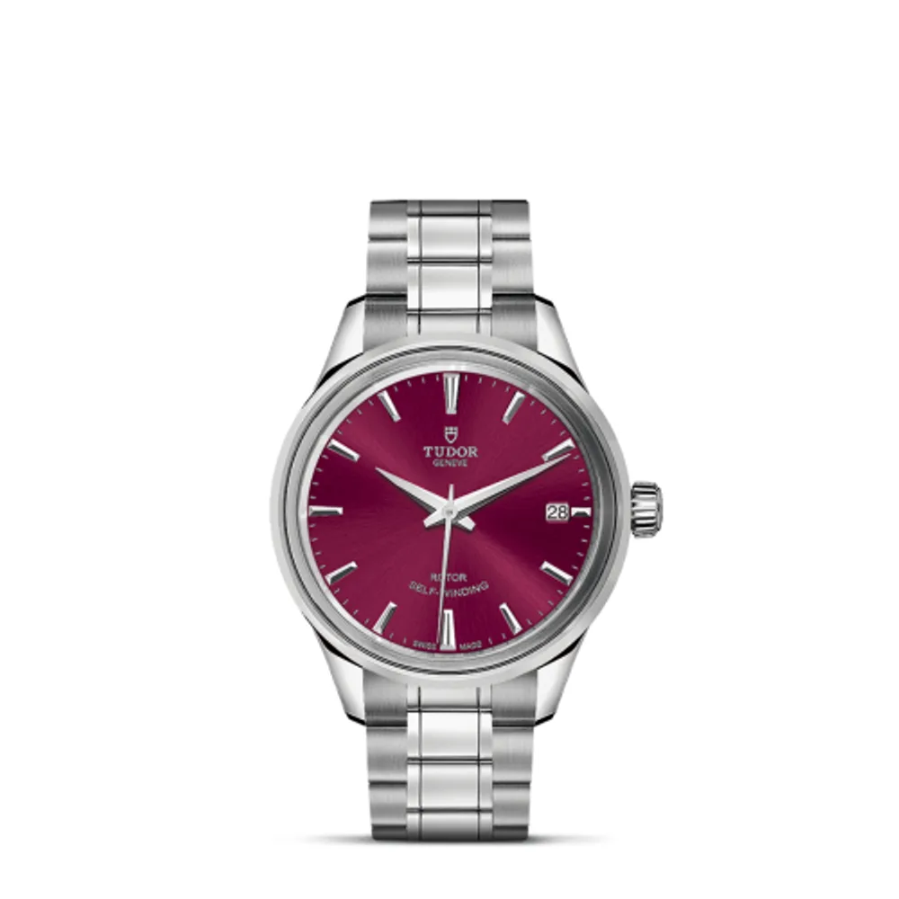 Tudor Style 34 Stainless Steel / Burgundy / Bracelet