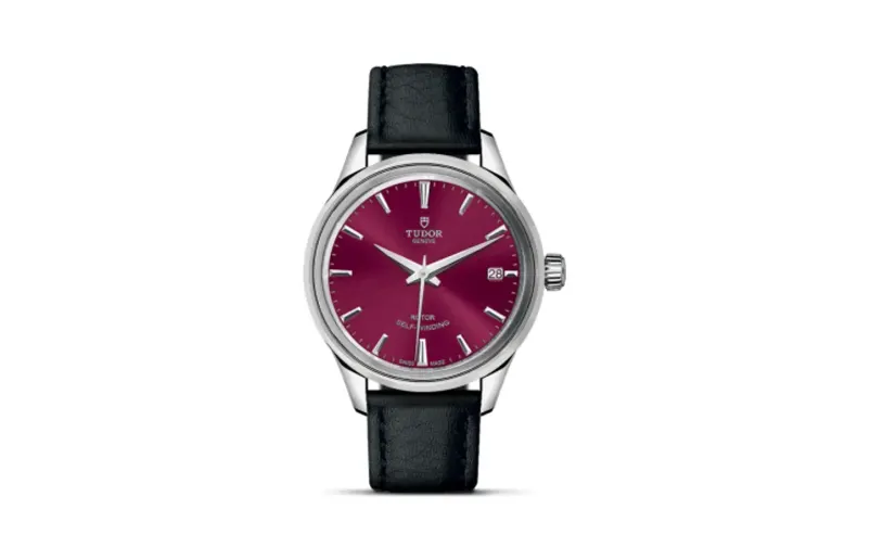 Tudor Style 34 Stainless Steel / Burgundy / Strap