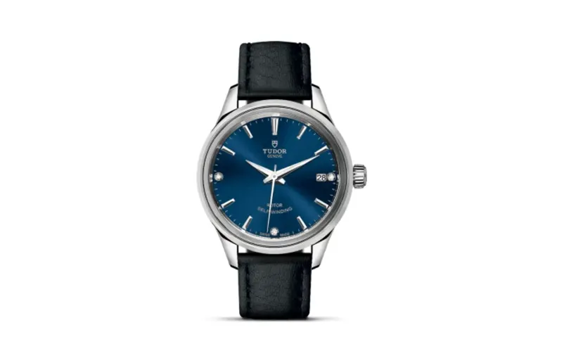 Tudor Style 34 Stainless Steel / Blue-Diamond / Strap