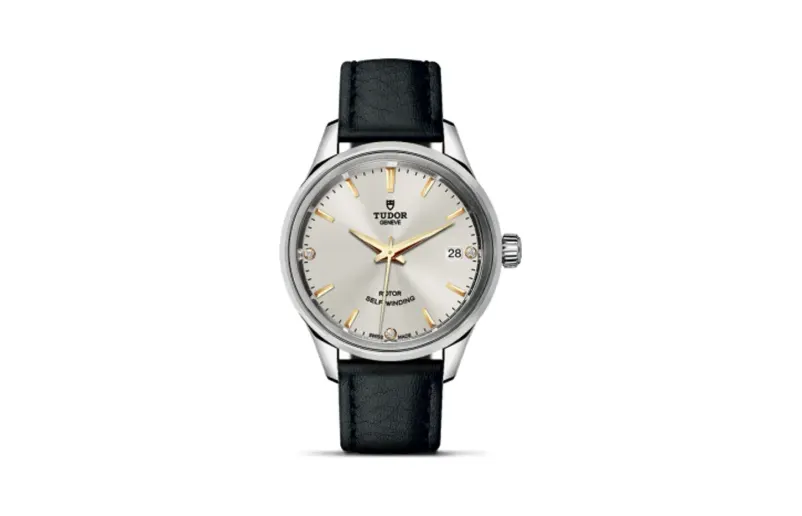 Tudor Style 34 Stainless Steel / Silver-Diamond / Strap