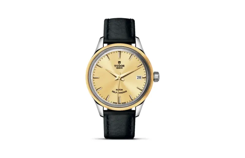 Tudor Style 34 Stainless Steel / Yellow Gold / Champagne / Strap