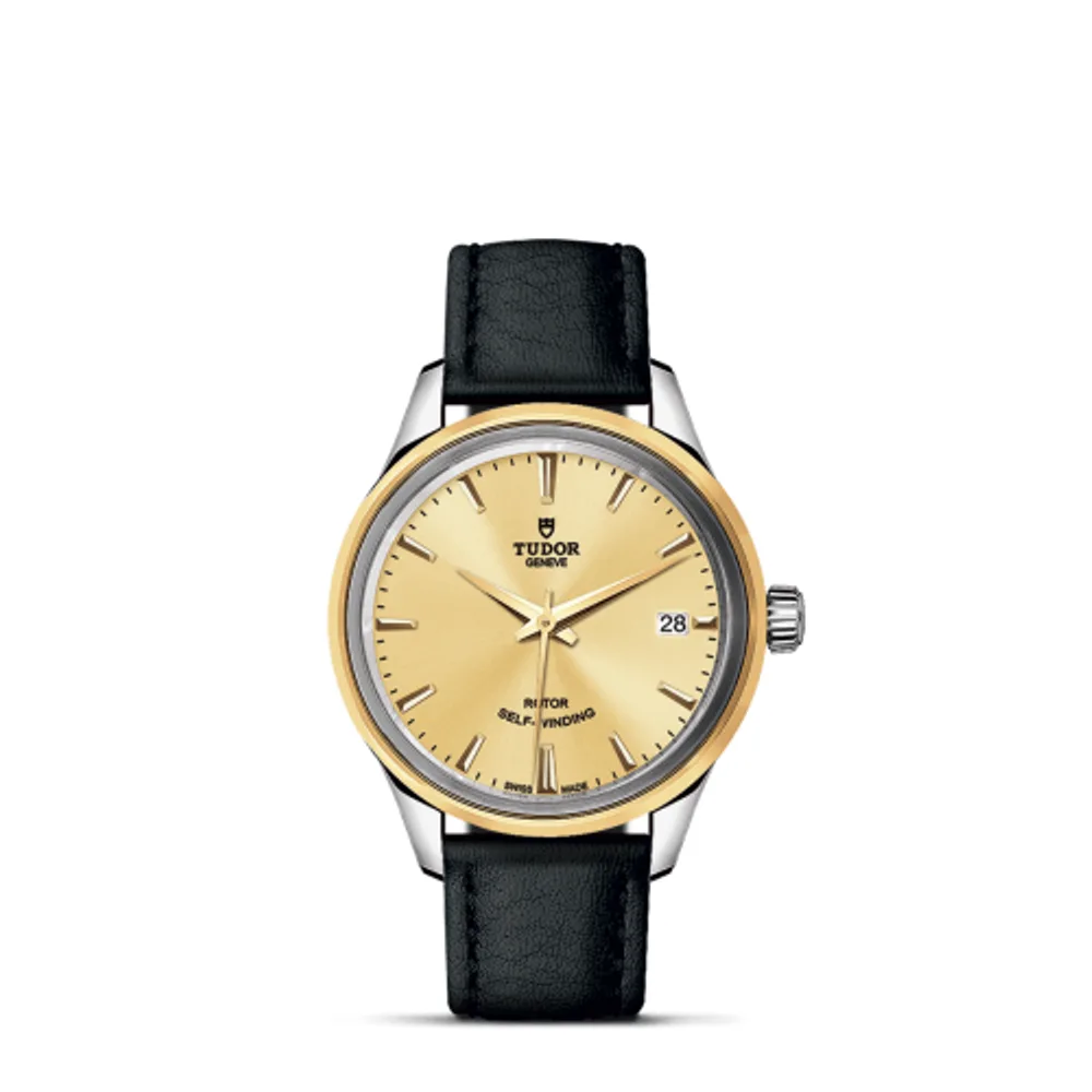 Tudor Style 34 Stainless Steel / Yellow Gold / Champagne / Strap