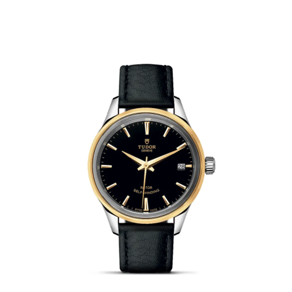 Tudor Style 34 Stainless Steel / Yellow Gold / Black / Strap
