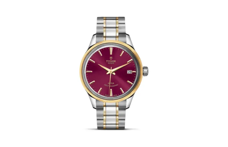 Tudor Style 34 Stainless Steel / Yellow Gold / Burgundy / Bracelet