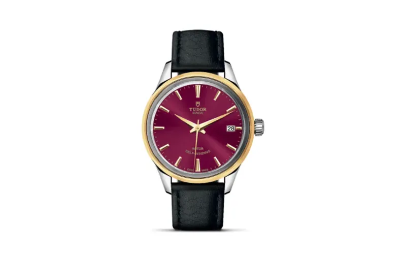 Tudor Style 34 Stainless Steel / Yellow Gold / Burgundy / Strap