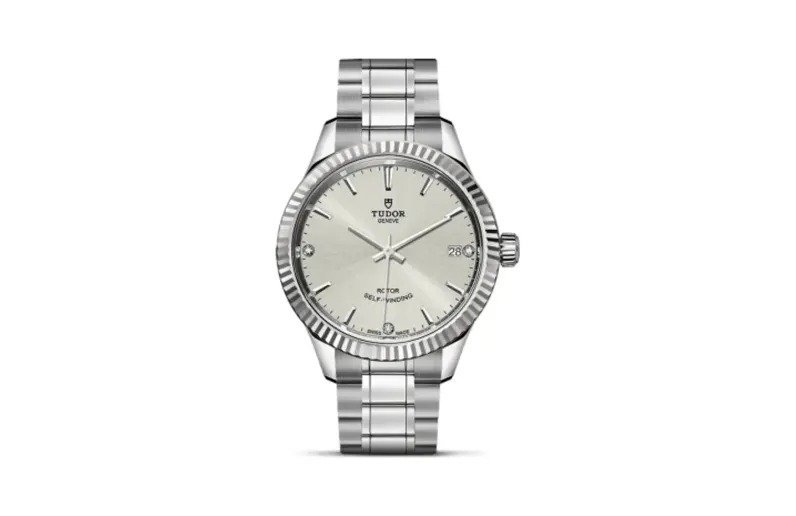 Tudor Style 34 Stainless Steel / Fluted / Silver-Diamond / Bracelet