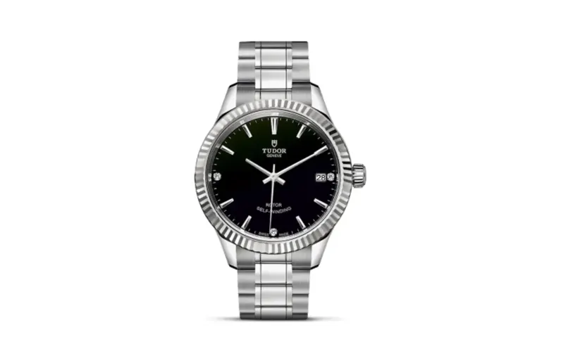 Tudor Style 34 Stainless Steel / Fluted / Black-Diamond / Bracelet