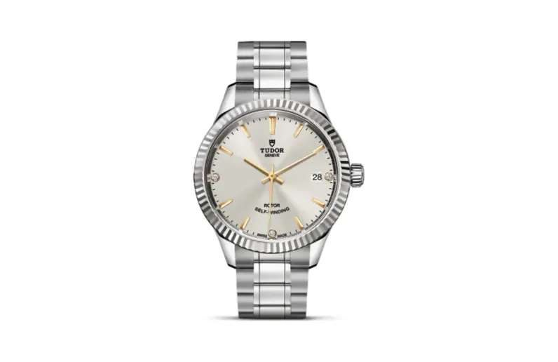 Tudor Style 34 Stainless Steel / Fluted / Silver-Diamond / Bracelet
