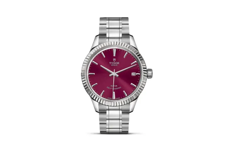 Tudor Style 34 Stainless Steel / Fluted / Burgundy / Bracelet