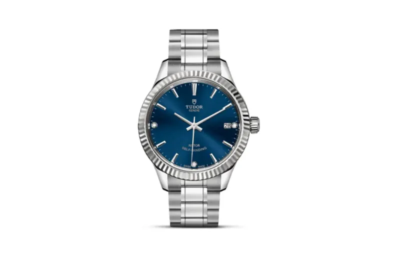 Tudor Style 34 Stainless Steel / Fluted / Blue-Diamond / Bracelet