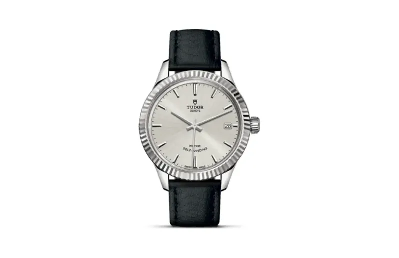 Tudor Style 34 Stainless Steel / Fluted / Silver / Strap